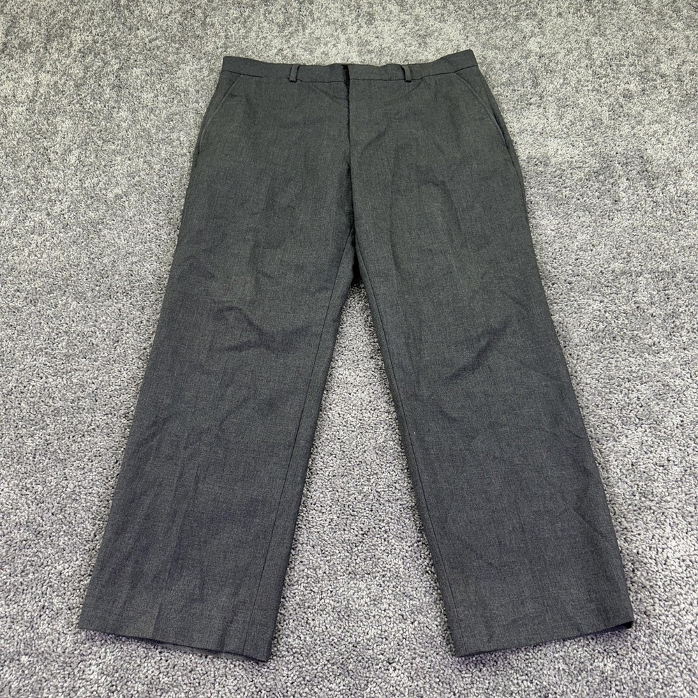 JF J. Ferrar Dress Pants Mens 38x29 Gray Stretch Flat Front Business Office